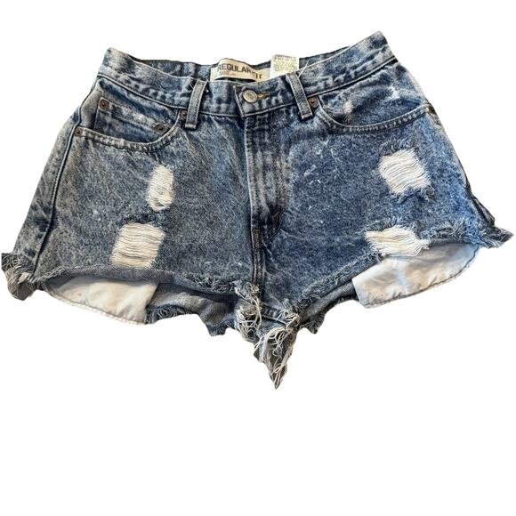 Levi's 501 Women's Cut-Off Custom Jeans Shorts Size 29, Distressed High Rise - Picture 1 of 5